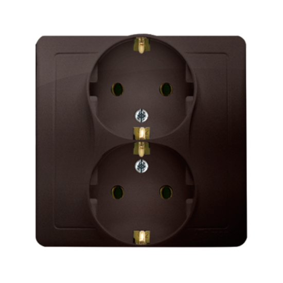 Imagine PRIZA ST DUBLA 2P+E 16A 250V MARO, SIMON BASIC,BGSZ2Z/47 PROTECTIE COPIL