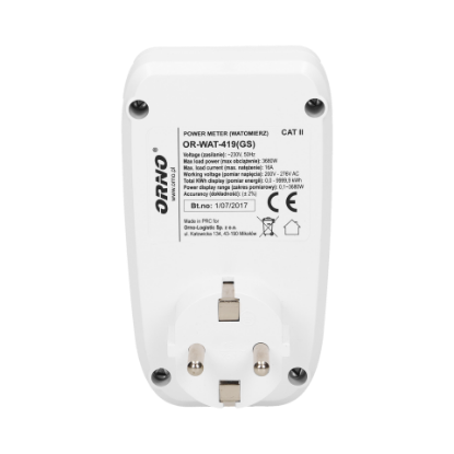 Imagine CONTOR MONOFAZAT si priza 16A, 2P+E, 230vac, Max 3680w, IP20 LCD, IP20,