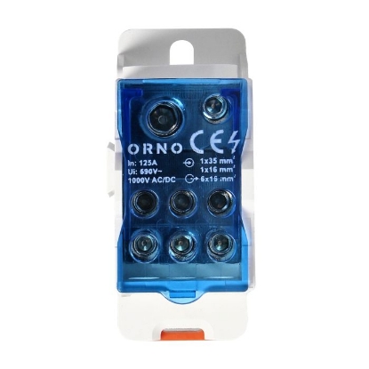 Imagine BLOC DISTRIBUTIE 1P 125A, 8 GAURI,(1*6-16+1*10-35/6*2.5-16) MMP 1000V AC/DC ORNO OR-LZ-