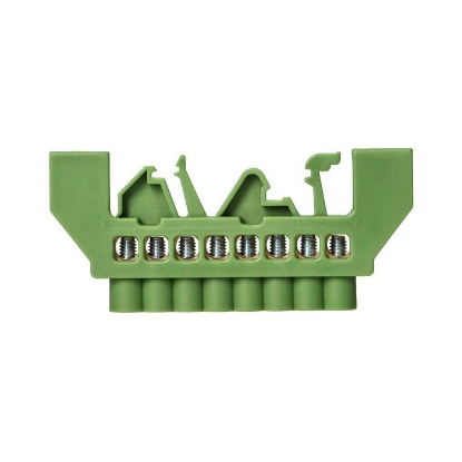 Imagine BARA DISTRIBUTIE (N) IZOLATA  78,5X35X11MM CU 8 SURUBURI, VERDE, IP 20 OR-LZ-8