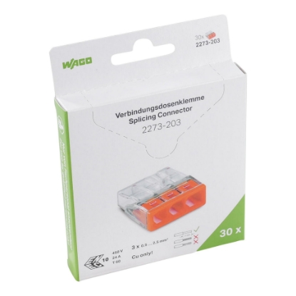 Imagine CONECTOR DE IMBINARE 1P, 3G(1*3G) - 30BUC/CT - 24A, 0.5 - 2.5 MMP, CONDUCTOR RIGID, WAGO