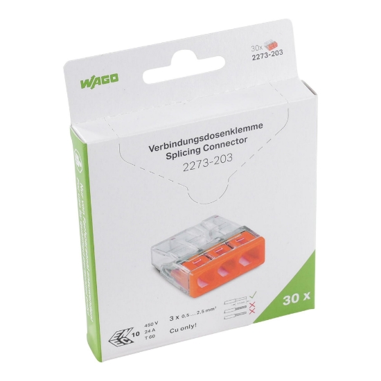 Imagine CONECTOR DE IMBINARE 1P, 3G(1*3G) - 30BUC/CT - 24A, 0.5 - 2.5 MMP, CONDUCTOR RIGID, WAGO