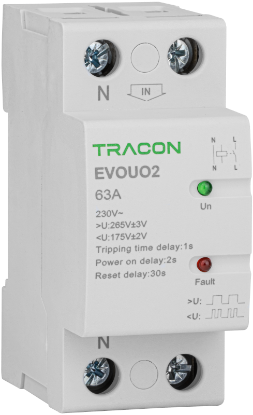 Imagine RELEU MONITORIZARE TENS. MONOF. 2P 63A 230V, <175V/265V, RECUPLARE LA CRESTEREA/ SCADEREA TENSIUNII