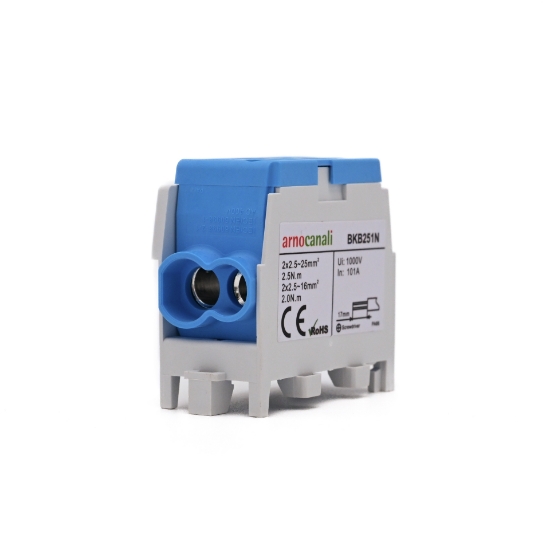 Imagine CLEMA DERIVATIE 1P, 25MMP, 3 IESIRI (1*25+2*16)MMP, CU-AL, 100A, ALBASTRU