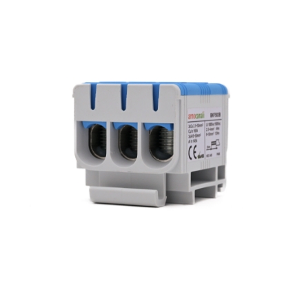 Imagine BLOC DISTRIBUTIE 1P, (3* 50+3*50)MMP/ 6GAURI, CU-AL, 160A, ALBASTRU,