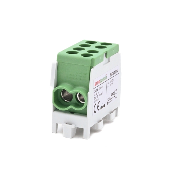 Imagine CLEMA DERIVATIE 1P, 25MMP, 3 IESIRI (1*25+2*16)MMP, CU-AL, 100A, VERDE-GALBEN