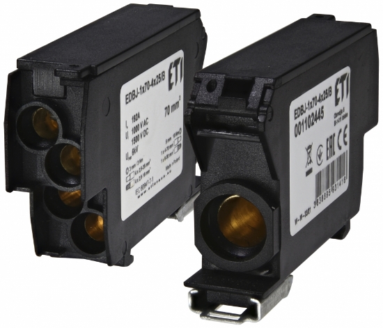 Imagine 	 BLOC DISTRIBUTIE 1P, (1* 70+4*25)MMP, 192A 415V, NEGRU, EDBJ-1X70-4X25/B