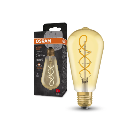 Imagine BEC LED E27 A, 2000K/ 250LM,  5.0W 230V, FILAMENT SPIRALA  GOLD  EDISON