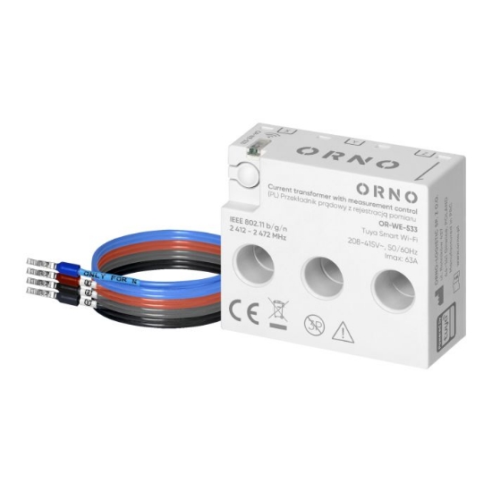 Imagine TRANSFORMATOR TRIFAZAT CU CONTROL AL MASURARII, MAX. 230-440VAC/63A, TUYA SMART WI-FI